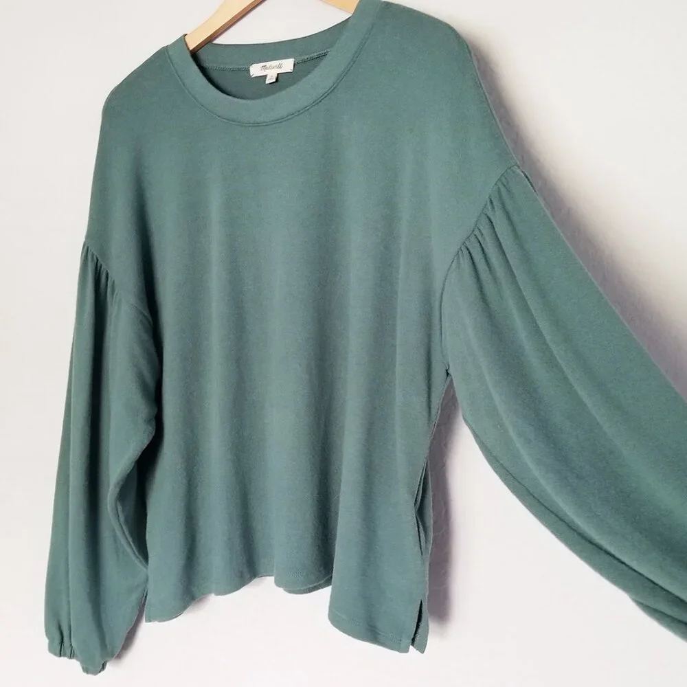 Madewell Dreamiest Knit Long-Sleeve Tee Size M Simply Sage Green Balloon Slv $68 - Picture 6 of 15